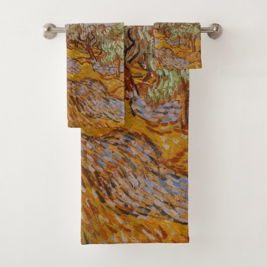 Van Gogh olijfbomen gele zon lucht Bad Handdoek (Insitu)