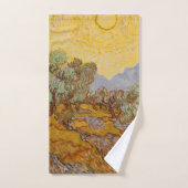 Van Gogh olijfbomen gele zon lucht Bad Handdoek (Handdoek)