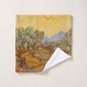 Van Gogh olijfbomen gele zon lucht Bad Handdoek (Wasdoekje)