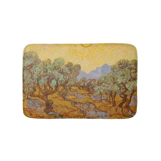 Van Gogh olijfbomen gele zon lucht Badmat (Voorkant)