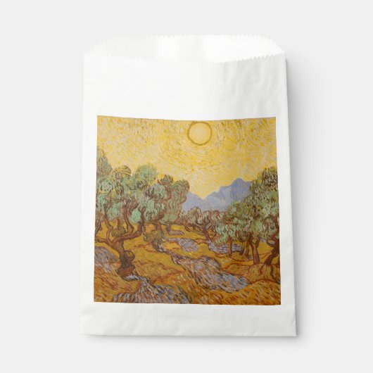 Van Gogh olijfbomen gele zon lucht Bedankzakje (Voorkant)