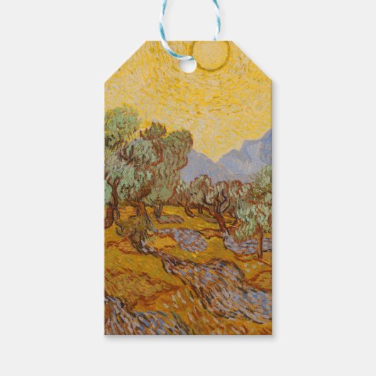 Van Gogh olijfbomen gele zon lucht Cadeaulabel (Voorkant)