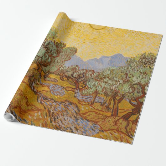 Van Gogh olijfbomen gele zon lucht Cadeaupapier (Uitgerold)