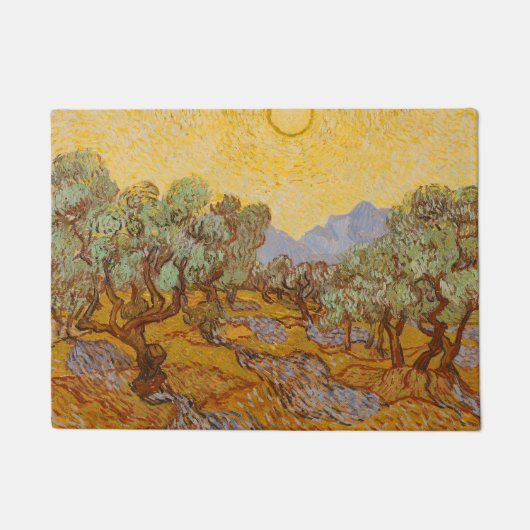 Van Gogh olijfbomen gele zon lucht Deurmat (Voorkant)