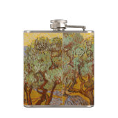 Van Gogh olijfbomen gele zon lucht Heupfles (Achterkant)