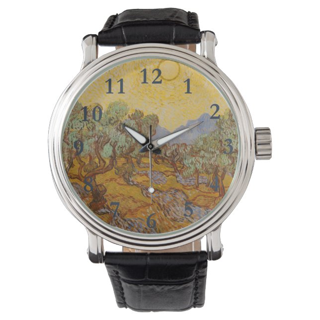 Van Gogh olijfbomen gele zon lucht Horloge (Voorkant)