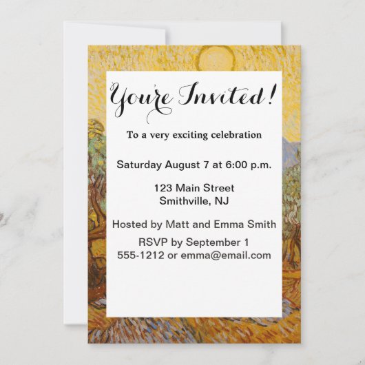 Van Gogh olijfbomen gele zon lucht Kaart (Voorkant)