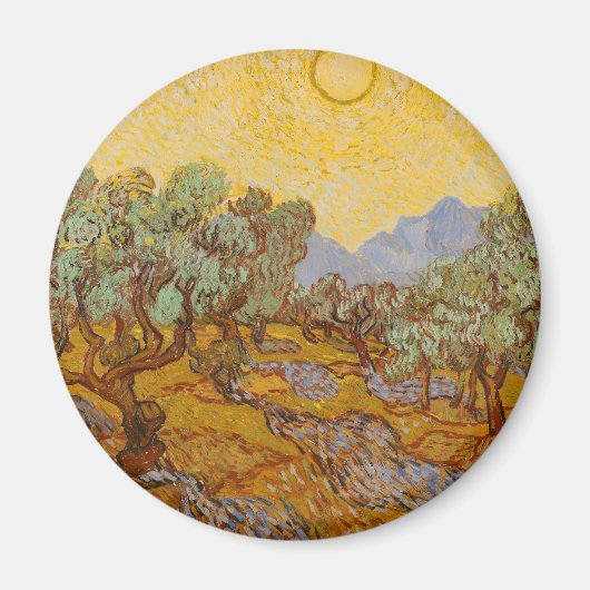 Van Gogh olijfbomen gele zon lucht Magneet (Voorkant)