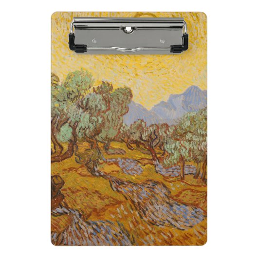 Van Gogh olijfbomen gele zon lucht Mini Klembord (Voorkant)