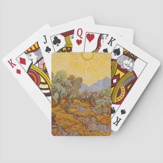 Van Gogh olijfbomen gele zon lucht Pokerkaarten (Achterkant)