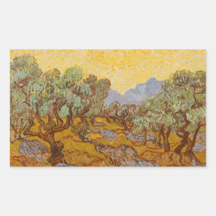 Van Gogh olijfbomen gele zon lucht Rechthoekige Sticker