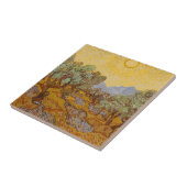 Van Gogh olijfbomen gele zon lucht Tegeltje (Zijkant)