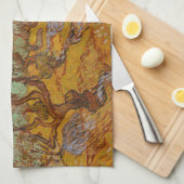 Van Gogh olijfbomen gele zon lucht Theedoek (Quarter Fold)