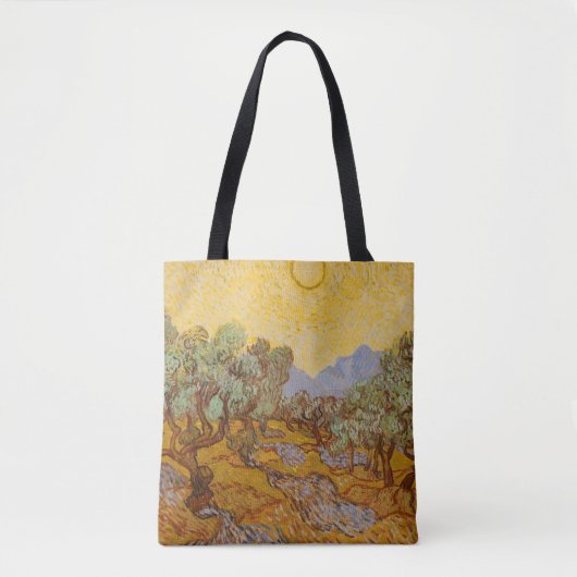 Van Gogh olijfbomen gele zon lucht Tote Bag (Voorkant)