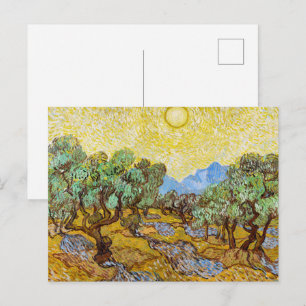 Van Gogh Olijfbomen - Gouden Zon & Lucht Kunst Briefkaart