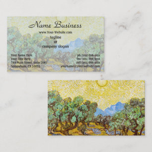 Van Gogh Olijfbomen - Gouden Zon & Lucht Kunst Visitekaartje