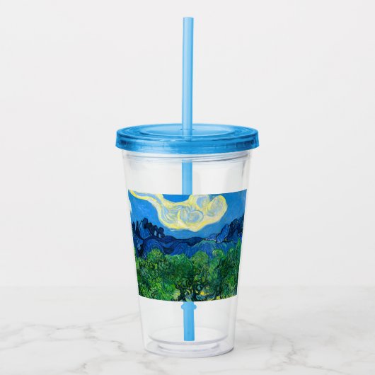 Van Gogh Olijfbomen in een bergachtig landschap Acryl Drinkbeker (Voorkant)