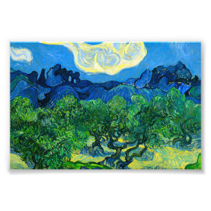Van Gogh Olijfbomen in een Bergachtig Landschap Foto Afdruk