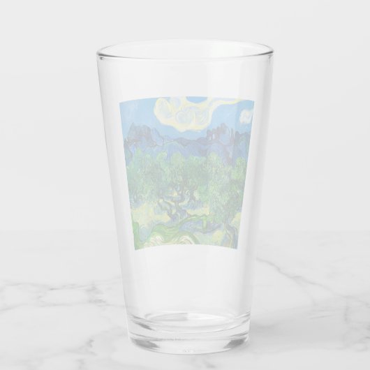 Van Gogh Olijfbomen in een bergachtig landschap Glas (Achterkant)