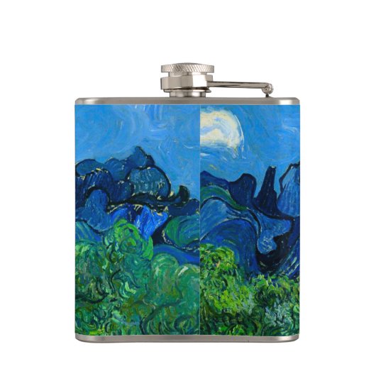 Van Gogh Olijfbomen in een bergachtig landschap Heupfles (Achterkant)