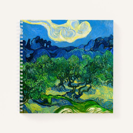 Van Gogh Olijfbomen in een bergachtig landschap Notitieboek (Voorkant)