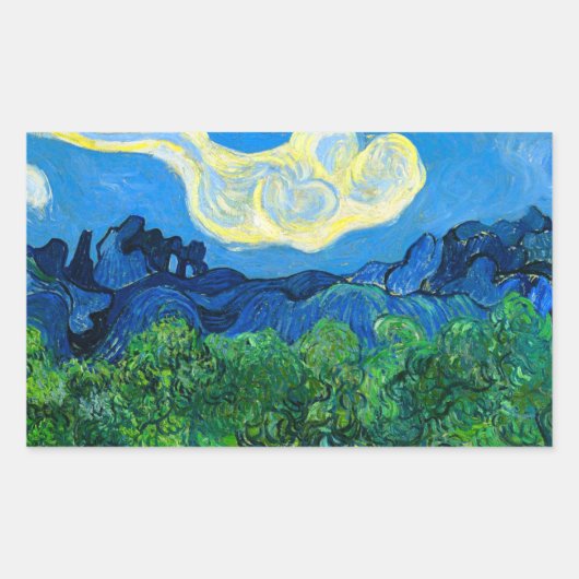 Van Gogh Olijfbomen in een bergachtig landschap Rechthoekige Sticker (Voorkant)