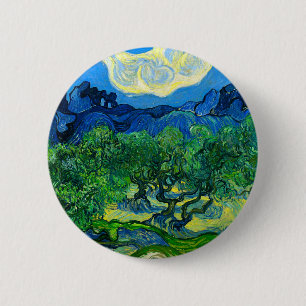 Van Gogh Olijfbomen in een bergachtig landschap Ronde Button 5,7 Cm