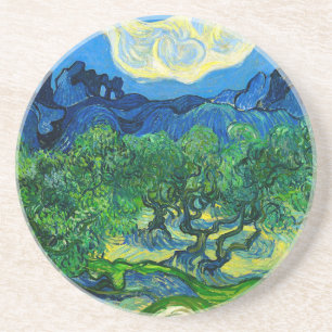 Van Gogh Olijfbomen in een bergachtig landschap Zandsteen Onderzetter