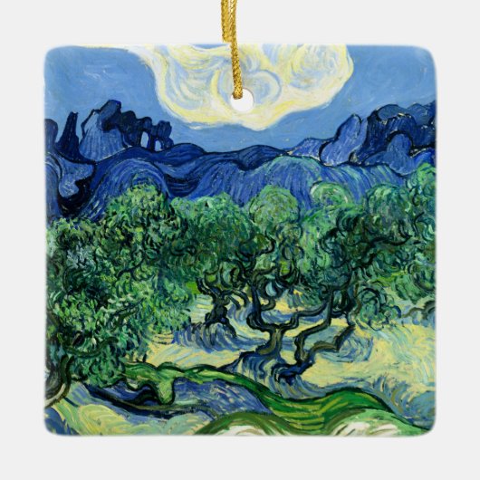 Van Gogh - Olijfbomen met Alpilles-achtergrond Keramisch Ornament (Voorkant)