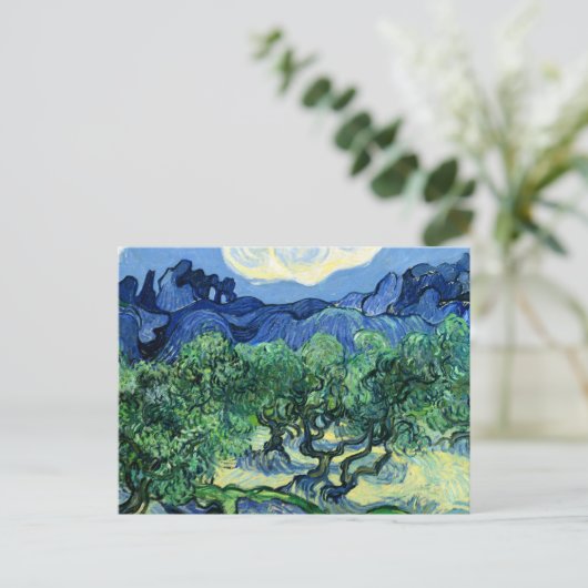 Van Gogh - Olijfbomen met Alpilles in achtergrond Briefkaart (Staand voorkant)