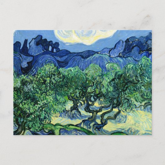 Van Gogh - Olijfbomen met Alpilles in achtergrond Briefkaart (Voorkant)