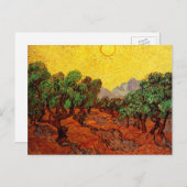Van Gogh Olijfbomen met gele hemel en zon Briefkaart (Voorkant / Achterkant)