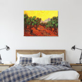Van Gogh Olijfbomen met gele hemel en zon Canvas Afdruk (Insitu (Slaapkamer))