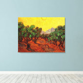 Van Gogh Olijfbomen met gele hemel en zon Canvas Afdruk (Insitu (Houten vloer))