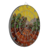 Van Gogh Olijfbomen met gele hemel en zon Dartbord (Voorkant Links)