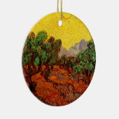 Van Gogh Olijfbomen met gele hemel en zon Keramisch Ornament (Rechts)
