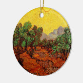 Van Gogh Olijfbomen met gele hemel en zon Keramisch Ornament (Links)