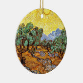 Van Gogh: Olijfbomen met gele hemel en zon Keramisch Ornament (Rechts)