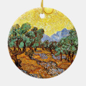 Van Gogh: Olijfbomen met gele hemel en zon Keramisch Ornament (Achterkant)