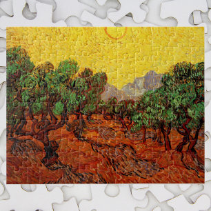 Van Gogh Olijfbomen met gele hemel en zon Legpuzzel