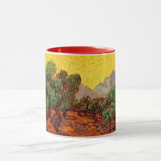 Van Gogh Olijfbomen met gele hemel en zon Mok (Midden)