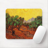 Van Gogh Olijfbomen met gele hemel en zon Muismat (Met muis)