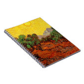 Van Gogh Olijfbomen met gele hemel en zon Notitieboek (Rechterzijde)