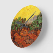 Van Gogh Olijfbomen met gele hemel en zon Ronde Klok (Hoek)