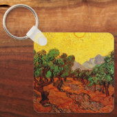 Van Gogh Olijfbomen met gele hemel en zon Sleutelhanger (Voorkant)