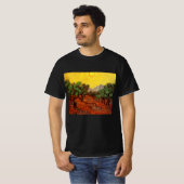 Van Gogh Olijfbomen met gele hemel en zon T-shirt (Voorkant volledig)