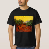 Van Gogh Olijfbomen met gele hemel en zon T-shirt (Voorkant)