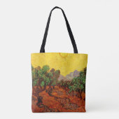 Van Gogh Olijfbomen met gele hemel en zon Tote Bag (Achterkant)