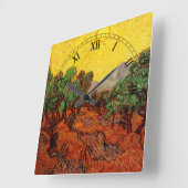 Van Gogh Olijfbomen met gele hemel en zon Vierkante Klok (Hoek)
