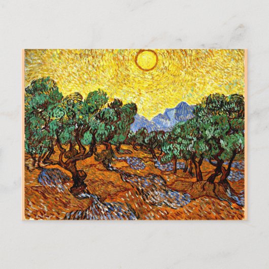 Van Gogh - Olijven met gele hemel en zon Briefkaart (Voorkant)